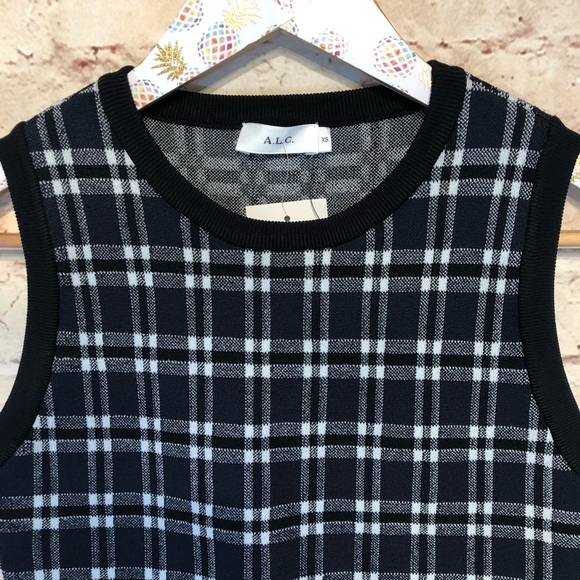 NWT A.L.C. Nat Plaid Crisscross Crop Top shirt - Picture 4 of 8